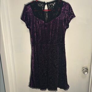 Purple Velvet Lace Jack skellington Short Dress
